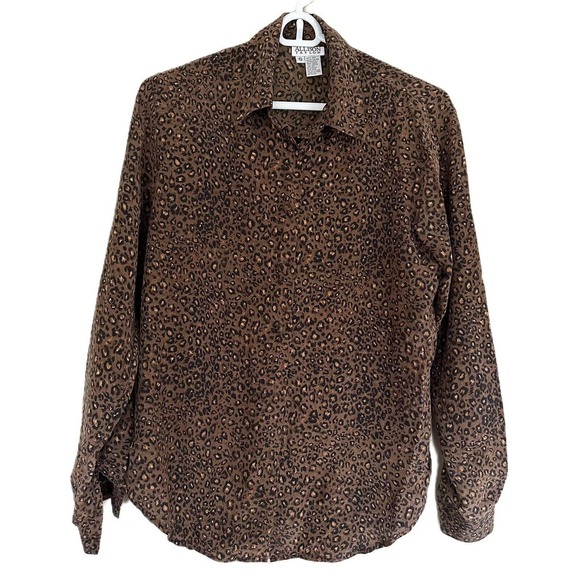 Allison Taylor 100 % Silk Leopard Brown Blouse Size S - Picture 1 of 6